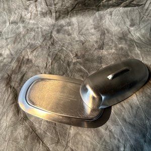 Crate and Barrel Stainless Steel Butter Dish